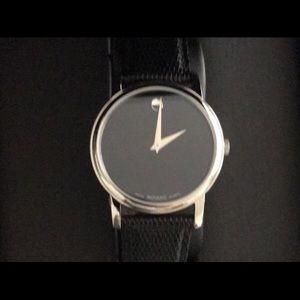 SALE! MOVADO Black Genuine Leather Authentic Watch